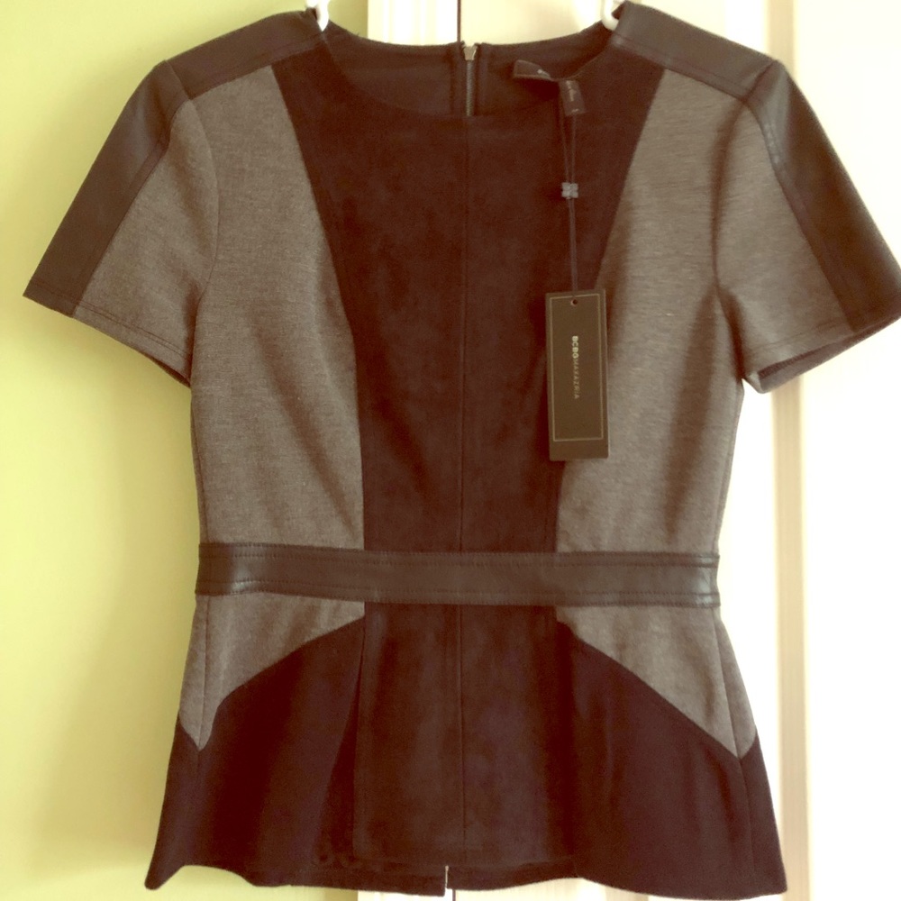 Sophisticated Leather & Suede Peplum Top NWT